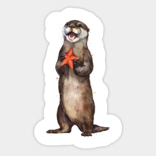 Otterly delighted Otter Sticker